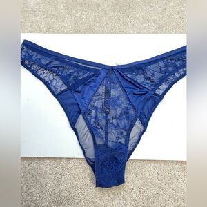 Victoria’s Secret Dream Angels Blue Satin Lace high Waist Cheekini Panties Large
